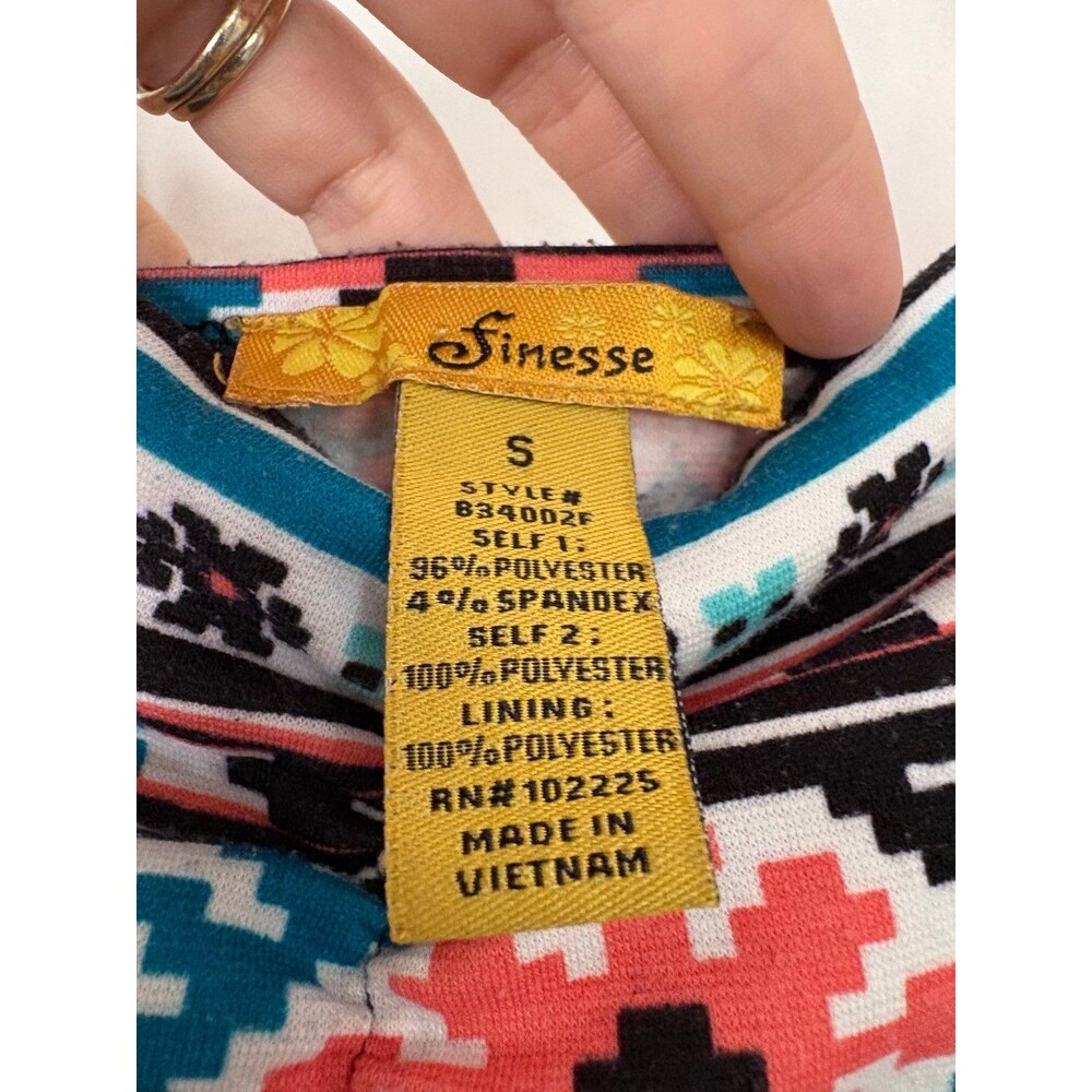 Finesse Aztec Print Maxi Dress XS S Boho Geometric Tribal Sheer Chiffon Festival - Picture 7 of 7